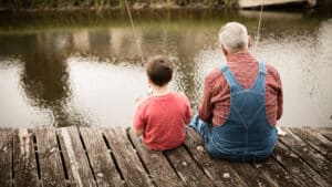 Grandfather and Grandson Fishing