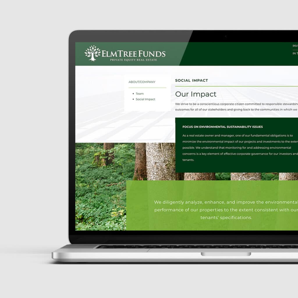 Elmtree's website on a laptop