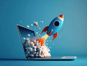 Rocket Exploding out of a Laptop