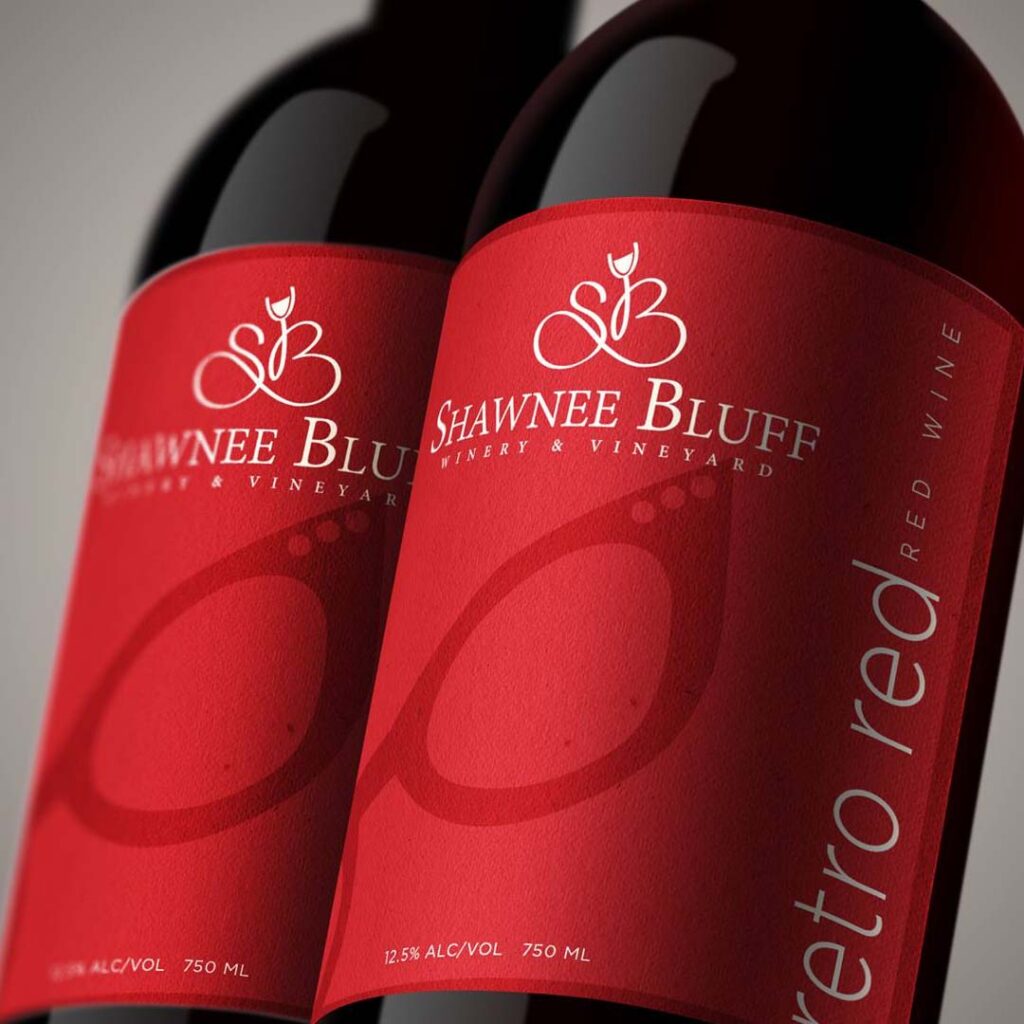 Shawnee Bluff Retro Red Wine Label