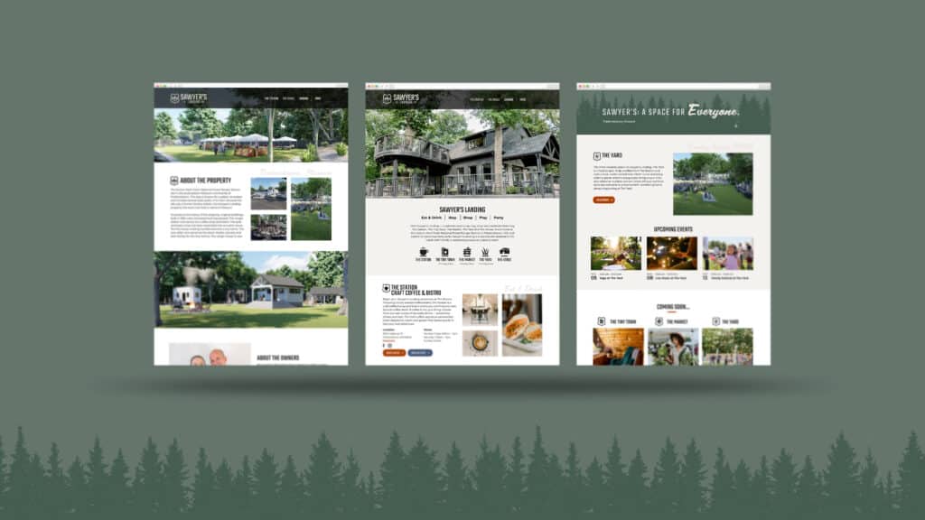 Sawyer's Landing Website mocks
